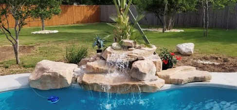 Texas Two Step pool waterfall